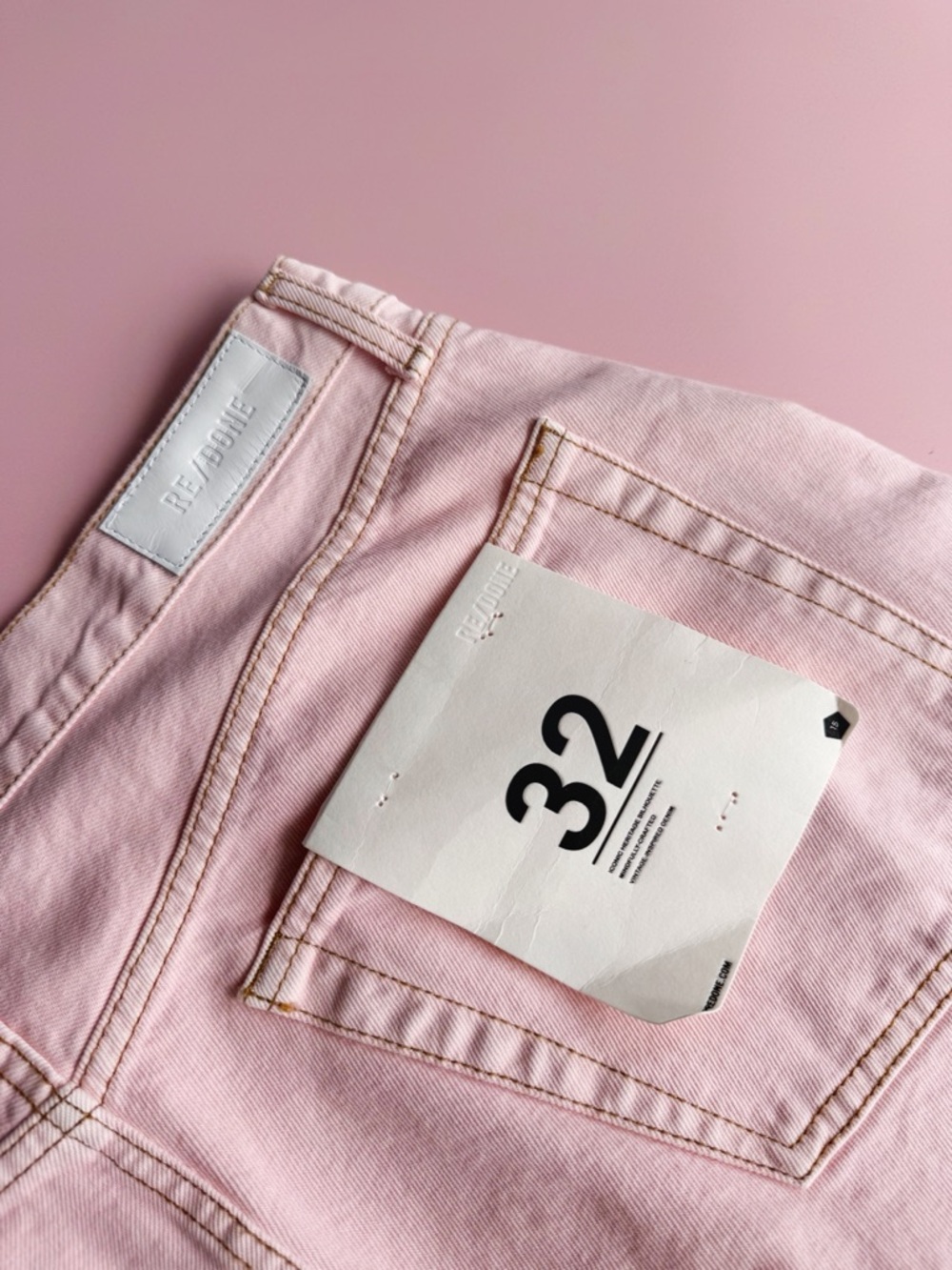 Sz 32 RE/DONE Vtg Inspired Loose Long Wide Leg Denim Jeans In Washed Pink NWT - Picture 4 of 10